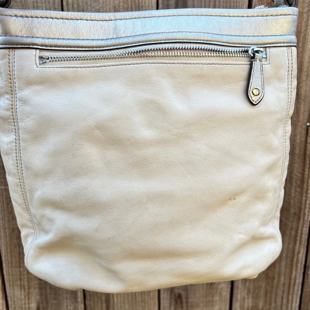 Coach Ashley Leather Boho Shoulder Satchel Bag Ivory Silver Hardware